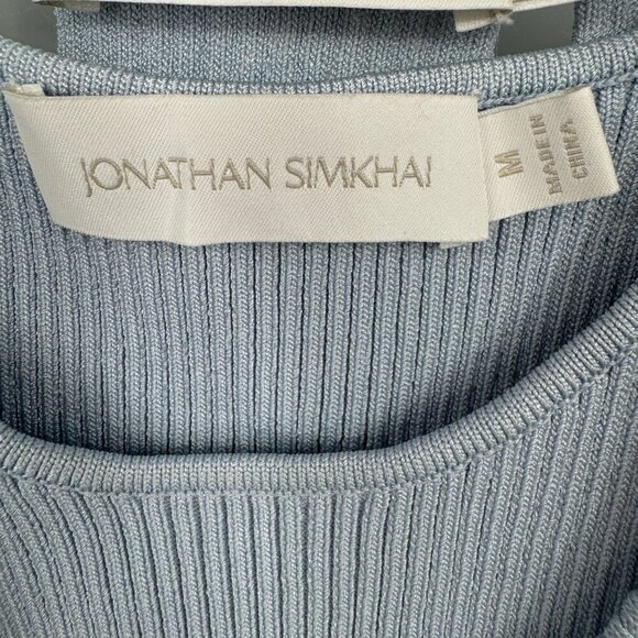 Jonathan Simkhai Blue  Samia Compac Rib Cardigan and matching tank woman’s small - Picture 8 of 15